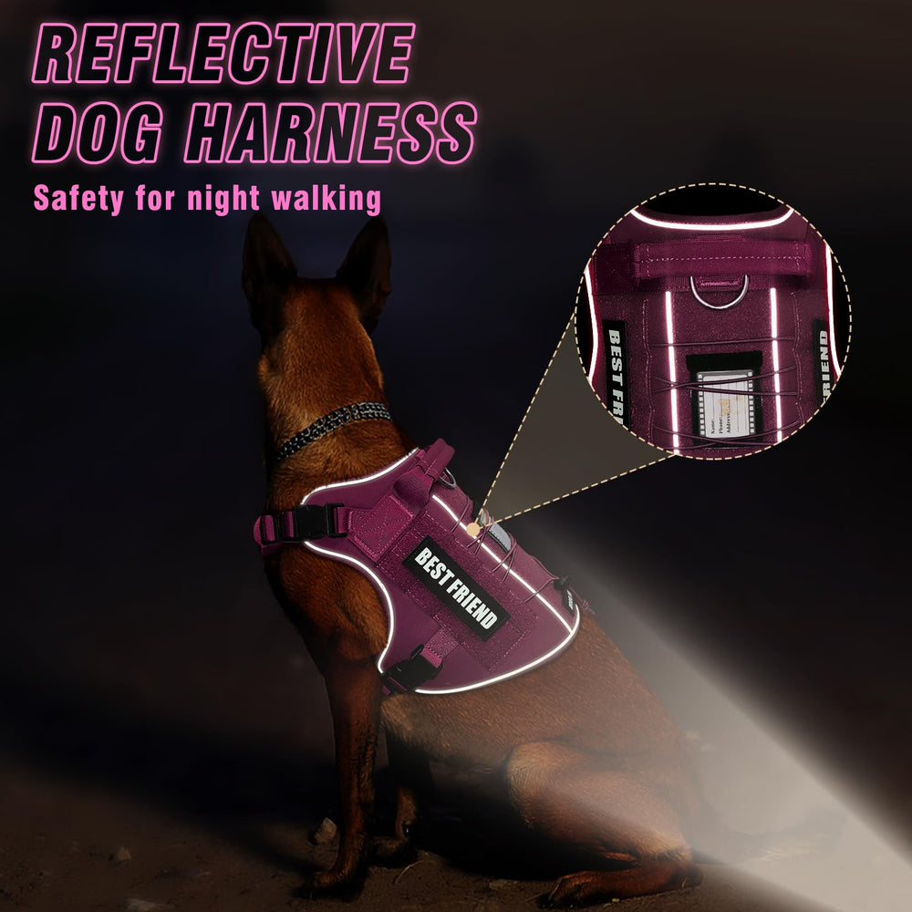 MOOGROU tactical dog harness quick-release buckles for easy on-off