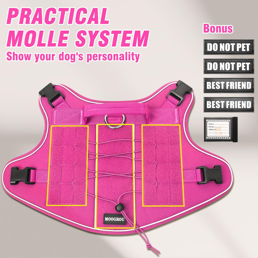 MOOGROU tactical dog harness reflective strip back for dusk visibility
