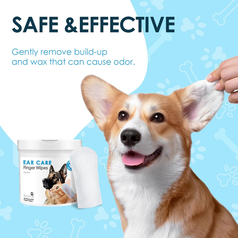 Mooncat Ear Wipes stress-free-routine portrays simple ear care for busy owners.