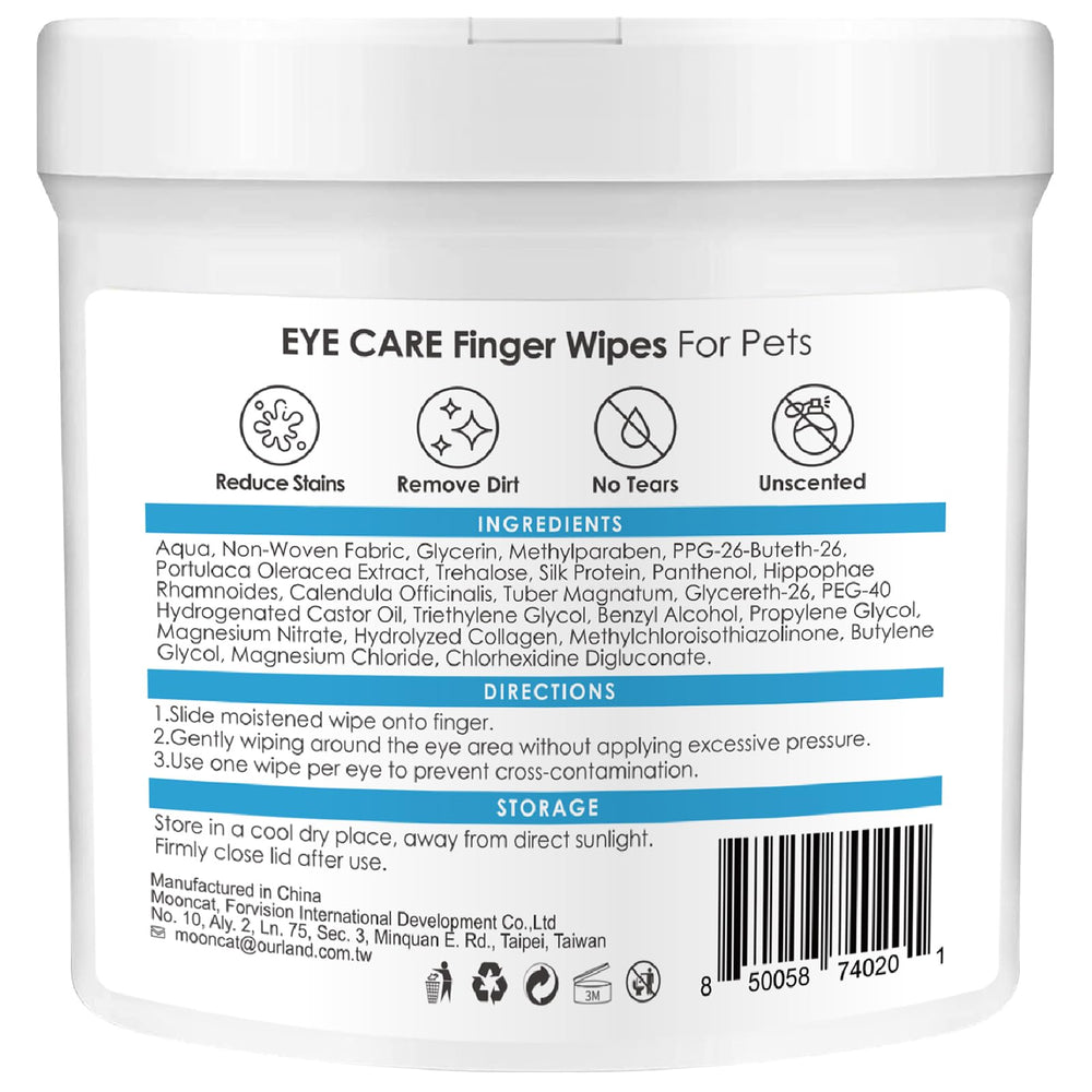 Mooncat eye wipes remove tear stains and goop for a brighter eye area.