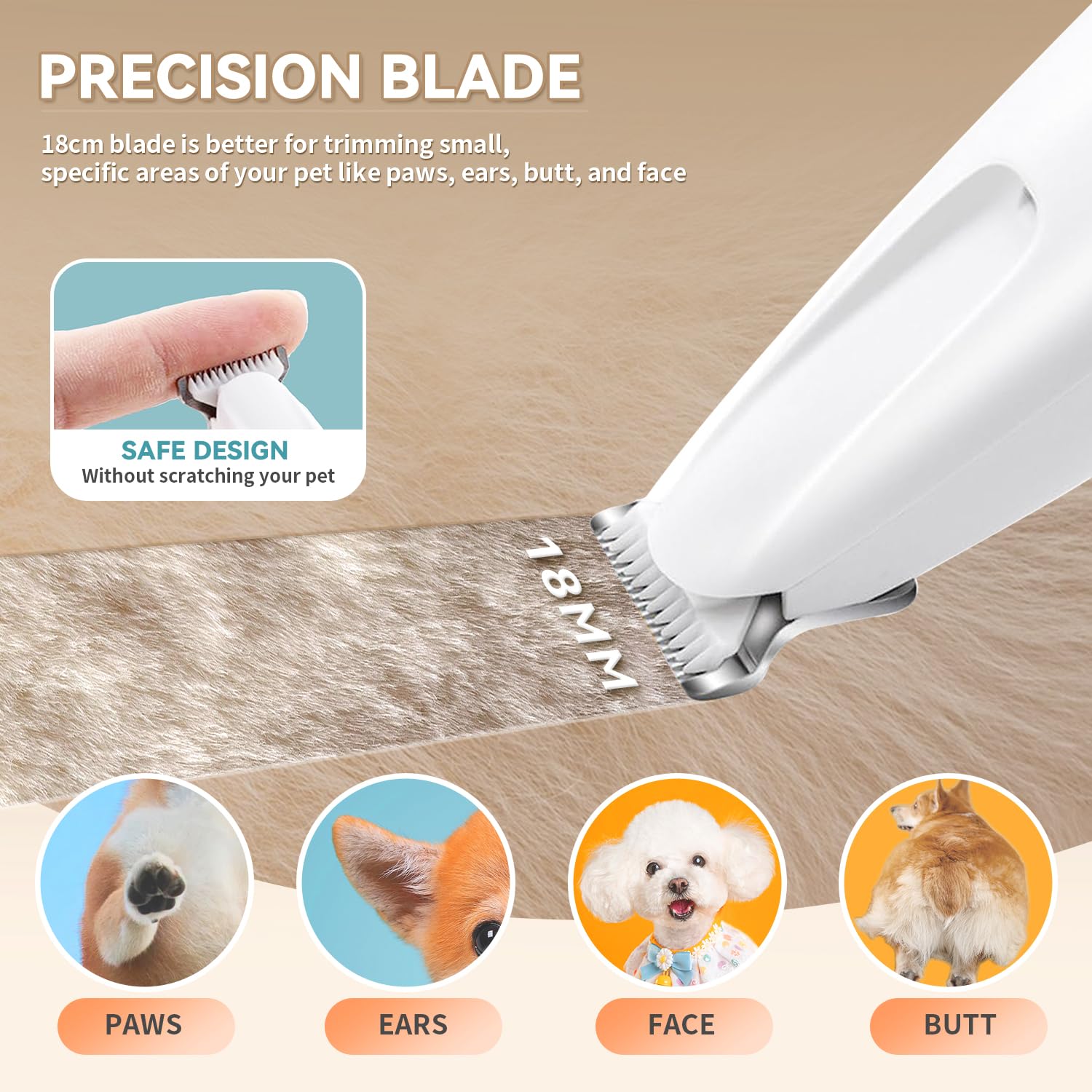 MOONEON dual-speed-motor enables efficient grooming for soft and thick fur.