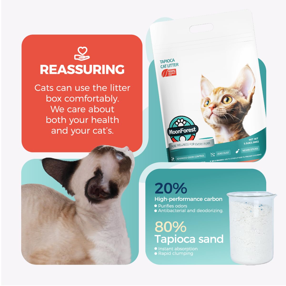 MOONFOREST Tapioca Cat Litter scoop-friendly scene supports effortless cleanup.