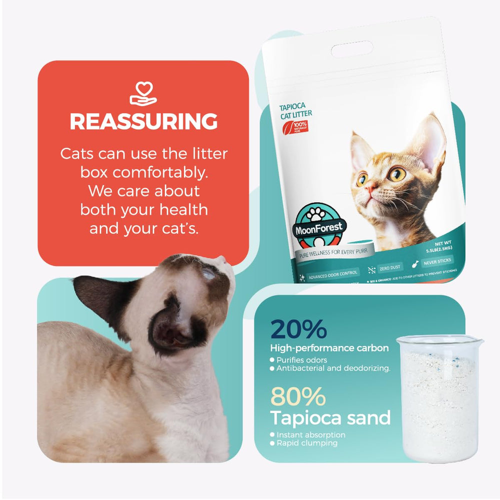MOONFOREST Tapioca Cat Litter scoop-friendly scene supports effortless cleanup.