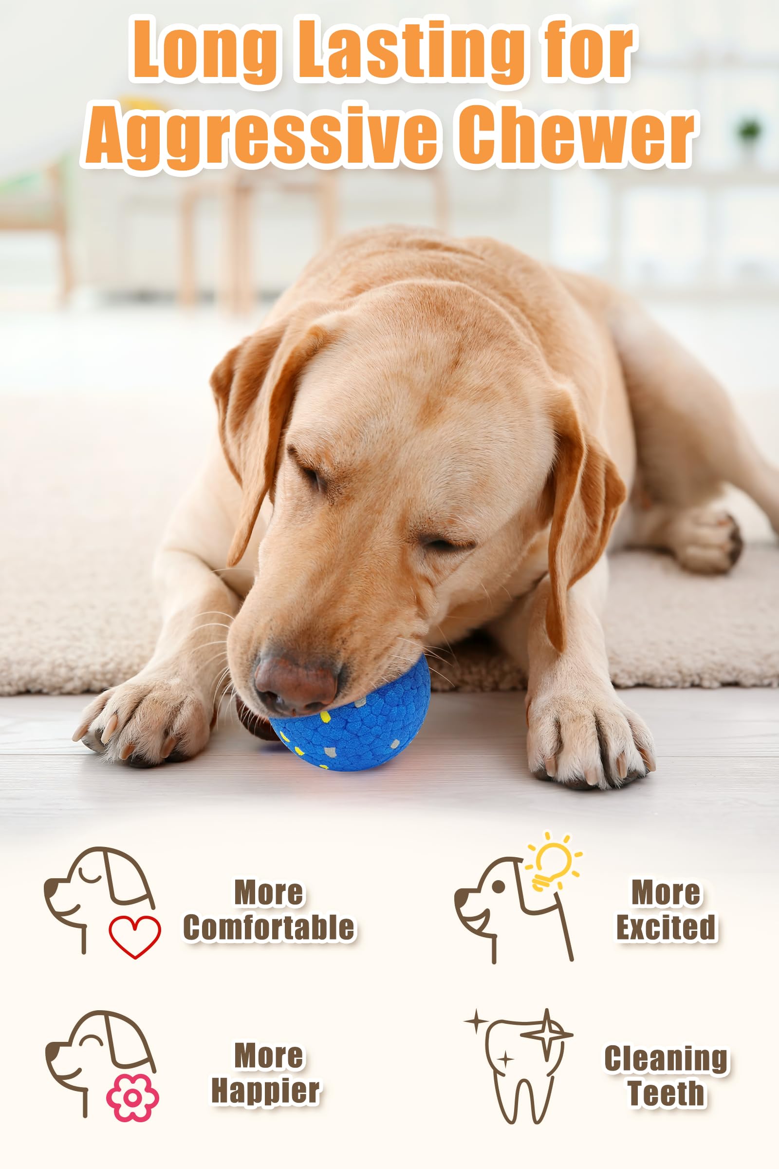 Moonorange dog tennis ball blue-circle side view demonstrates easy visibility during outdoor games.