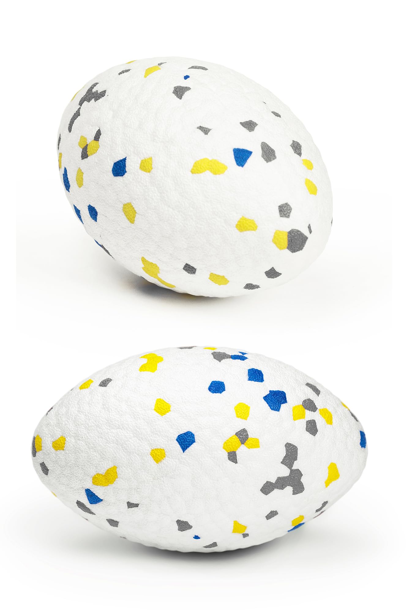 Moonorange olive rugby ball side view highlighting buoyancy for water fetch.