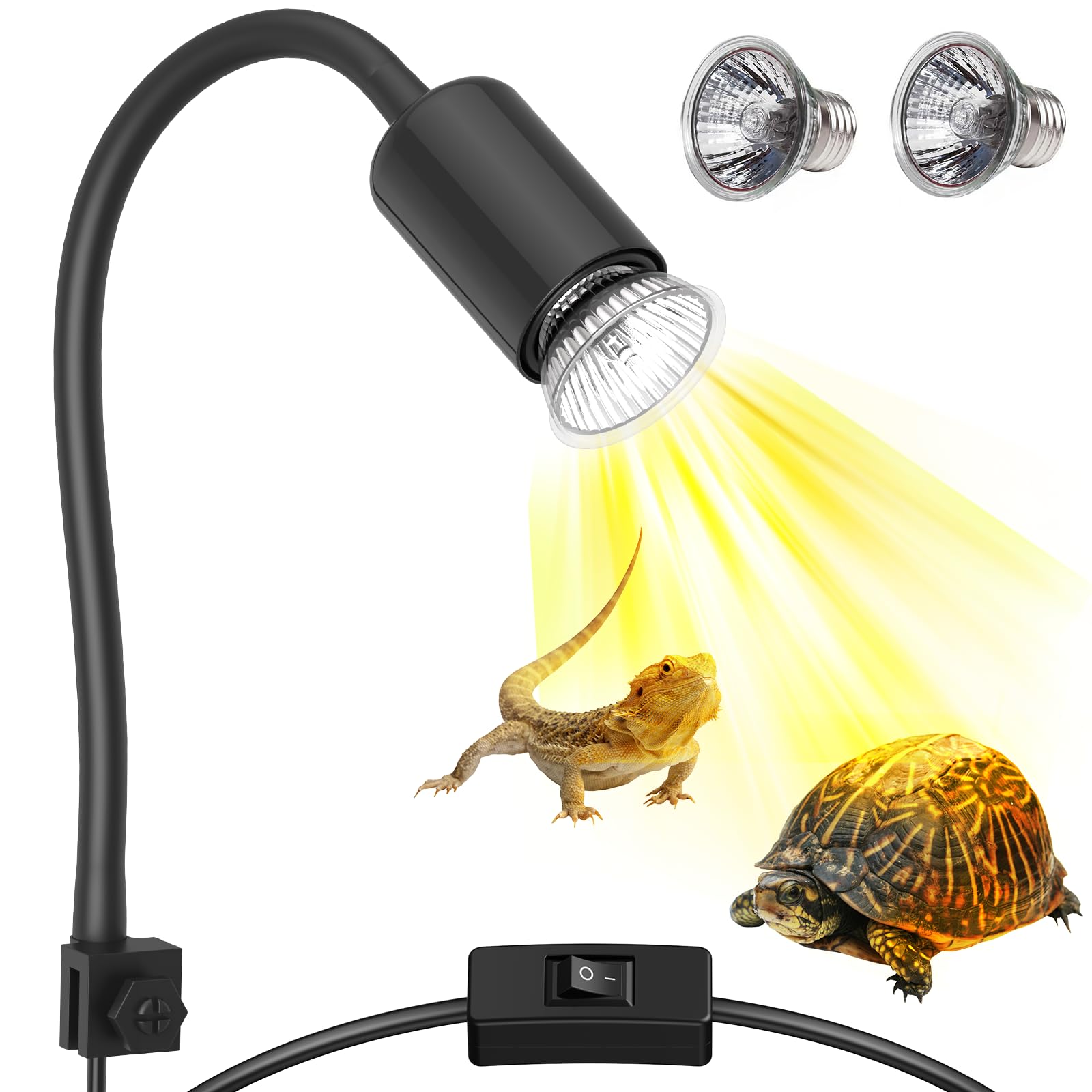 Moonorange lámpara de calor para reptiles, giro de 360° para tomar el sol estable