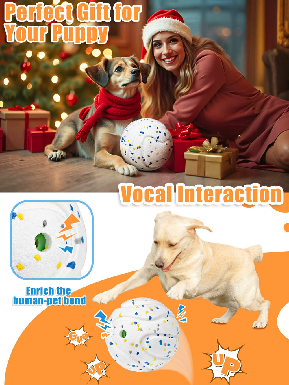 Moonorange large dog ball 5-inch size supports fetch and training sessions