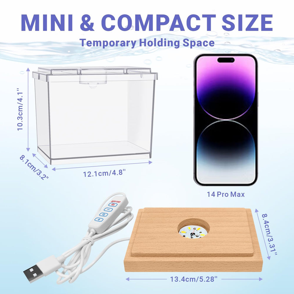MoonOrange mini Betta tank 360° panoramic view enables easy observation of tiny inhabitants.