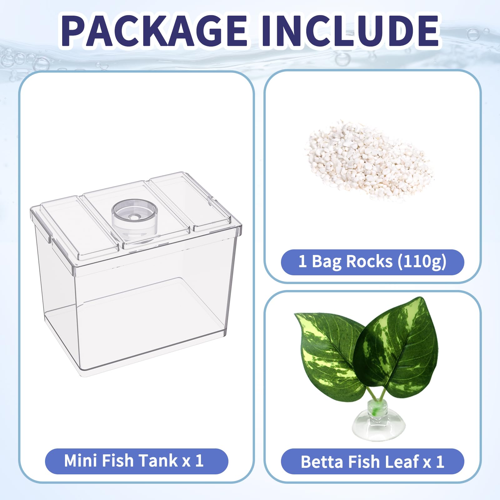 Moonorange mini betta tank includes artificial plant and gravels for setup
