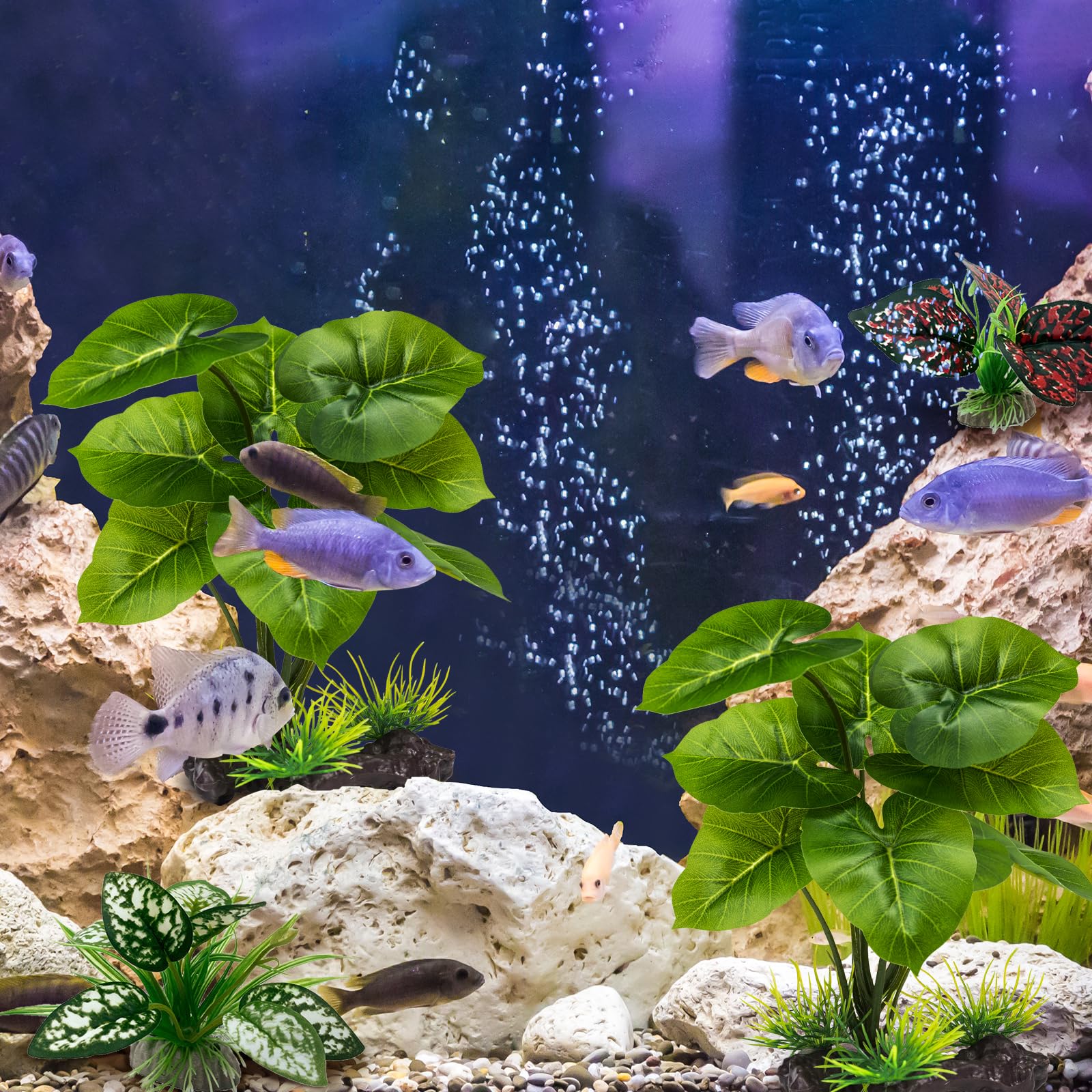 Moonorange reptile plants four-piece set for easy tank decoration.