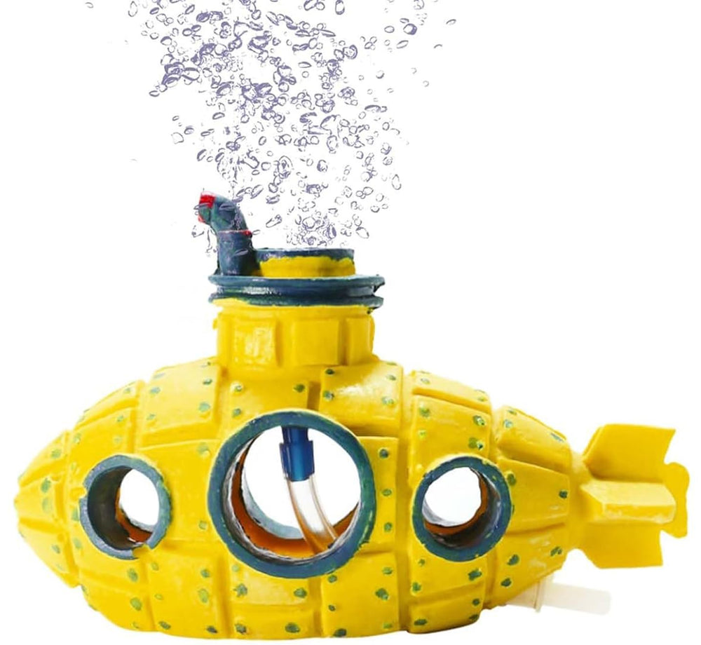 Moonorange Submarine-Yellow front view adds vibrant underwater scenery to your aquarium