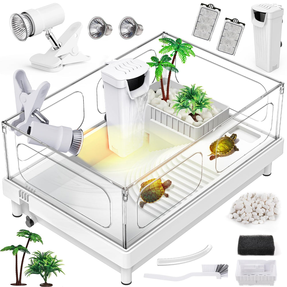 MoonOrange turtle tank kit tank view highlights compact footprint for small reptiles.