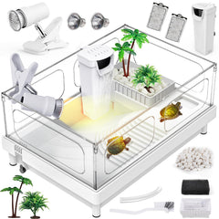 MoonOrange turtle tank kit tank view highlights compact footprint for small reptiles.