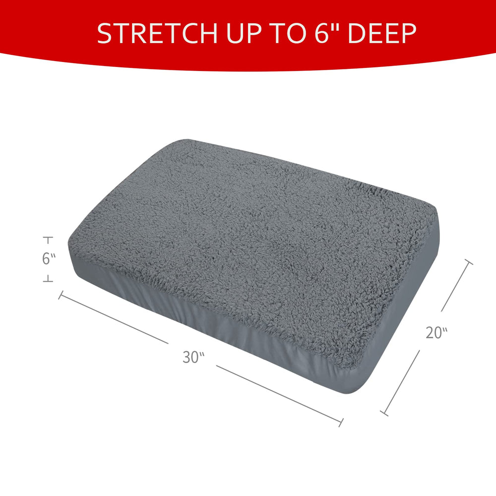 Moonsea dog bed cover grey fabric shown on a bed surface.