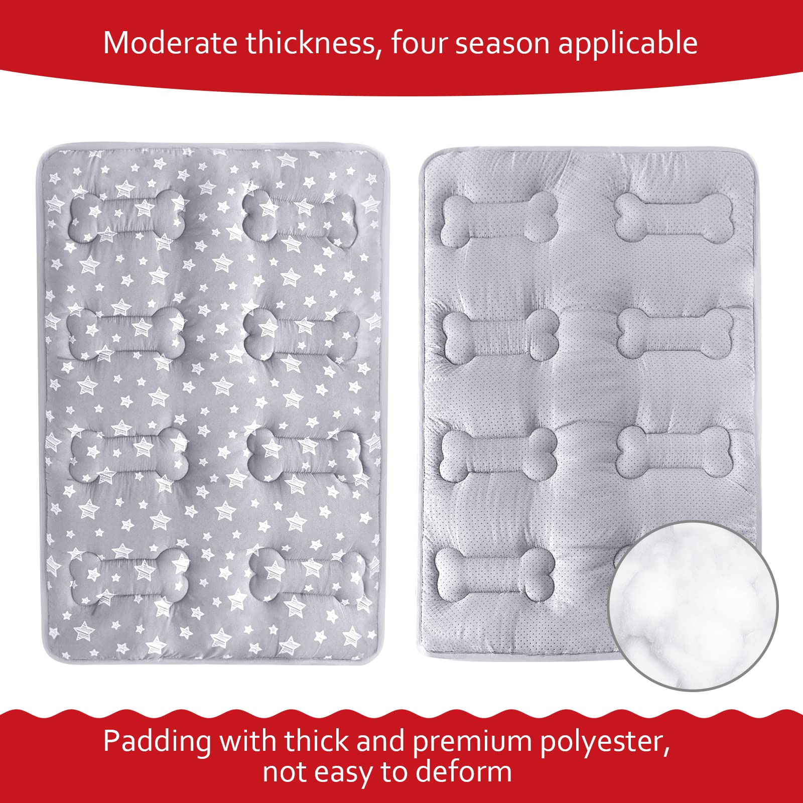 Moonsea dog crate mat anti-slip bottom prevents shifting on wood floors.