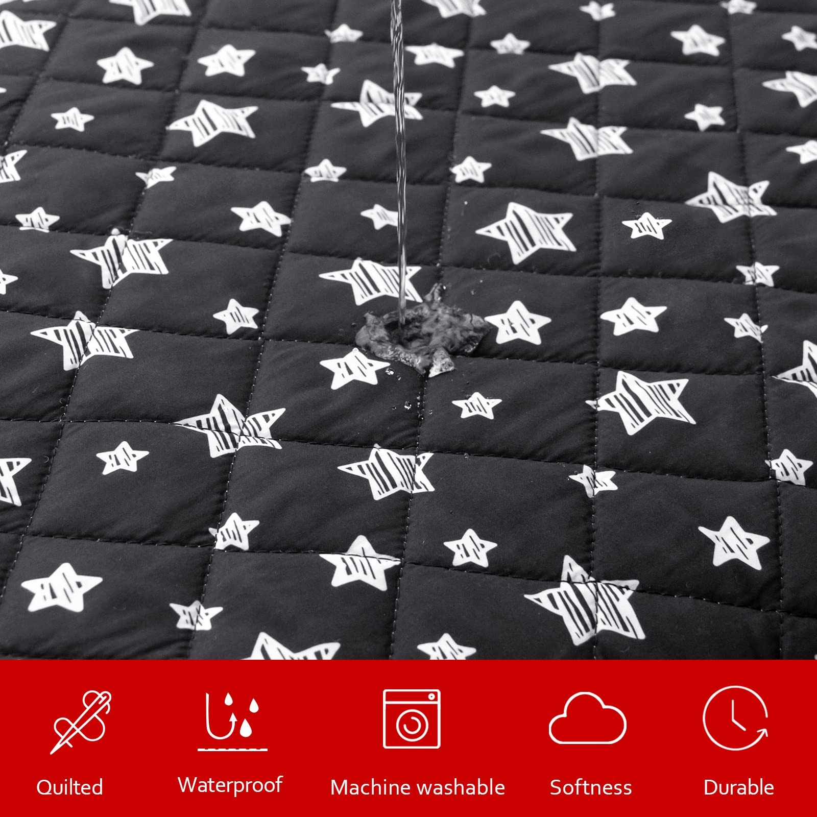 Moonsea star-print fabric close-up highlighting soft quilted texture for pet comfort