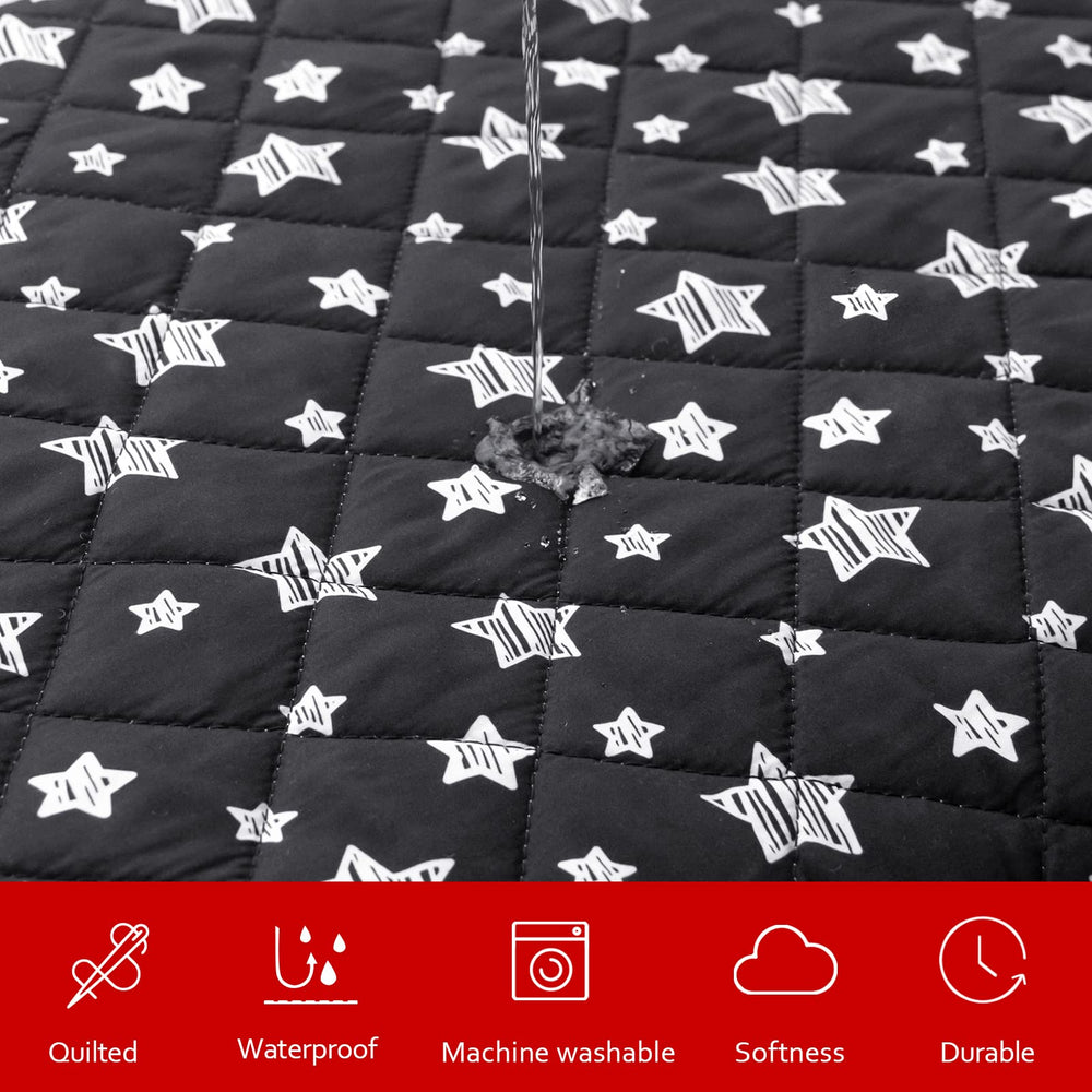 Moonsea star-print fabric close-up highlighting soft quilted texture for pet comfort