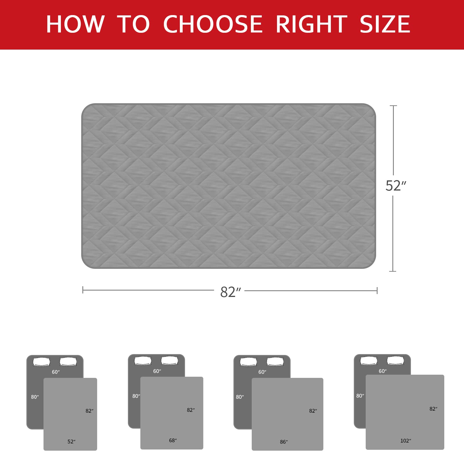 Moonsea 52x82 inch cover fits large sofas and beds for extra coverage.