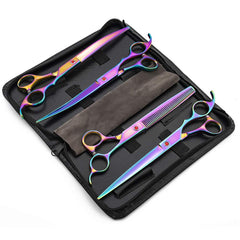 Moontay upward-curved scissors navigate around ears for smooth pet trimming