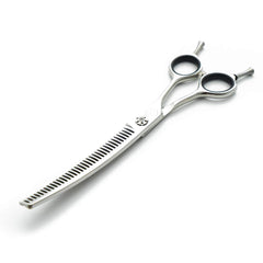 Moontay professional 7inch dog chunkers blade close for precise trimming and smooth, upward-curved cuts