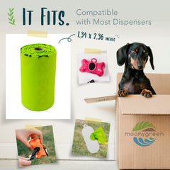 Moonygreen unscented poop bags in use illustrate mess-free handling