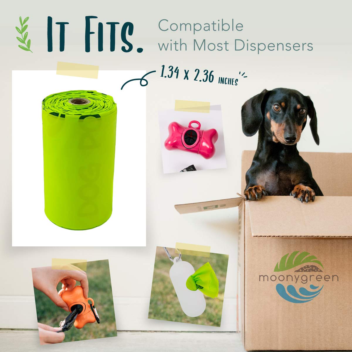 Moonygreen vegetable-based material bags highlight an eco-friendly waste solution.