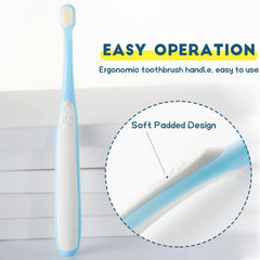 MoonyMars ergonomic pink-handle toothbrush for comfortable daily brushing.