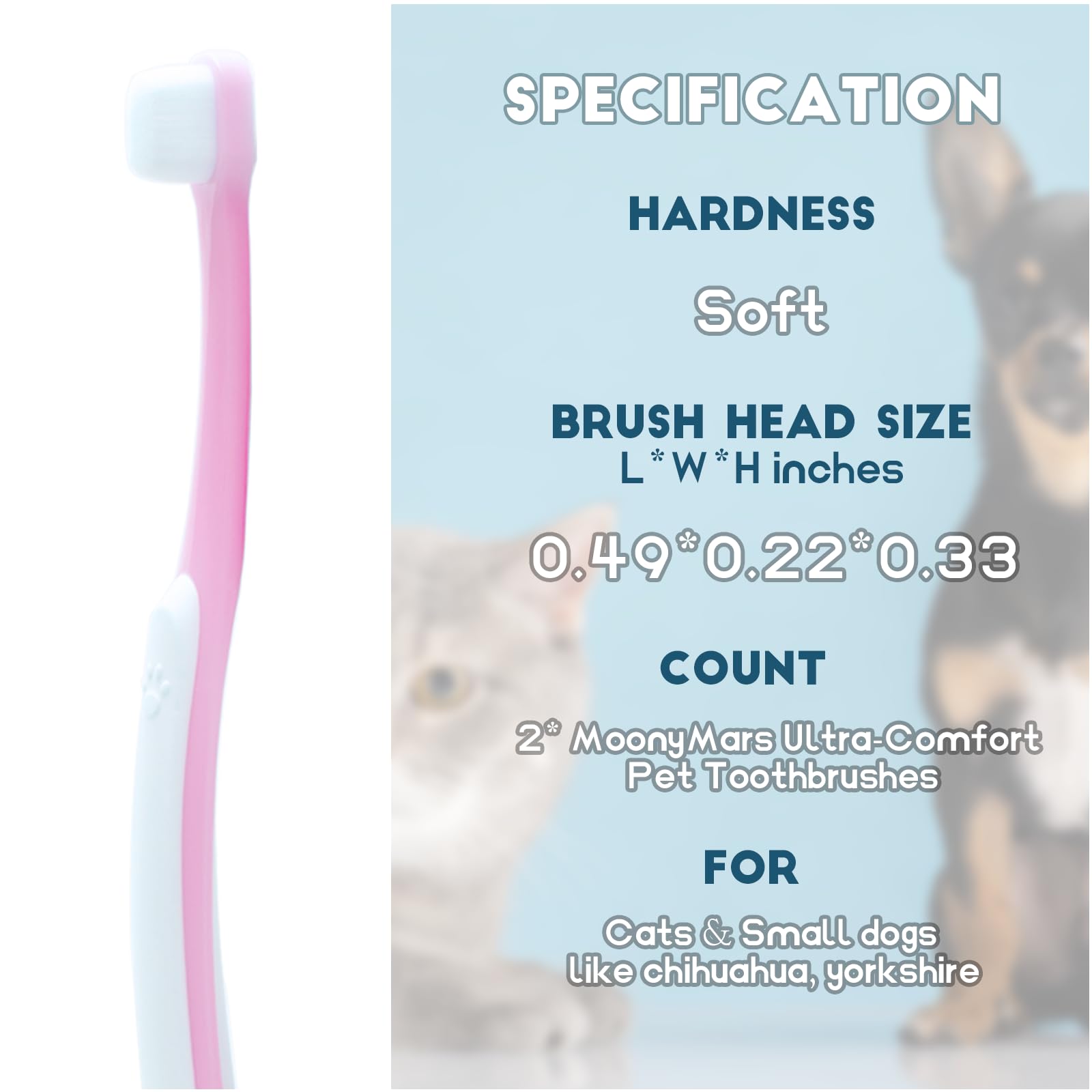 MoonyMars mini-head brushes help make pet brushing easy during daily rituals.
