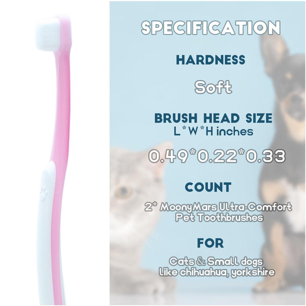 MoonyMars mini-head brushes help make pet brushing easy during daily rituals.