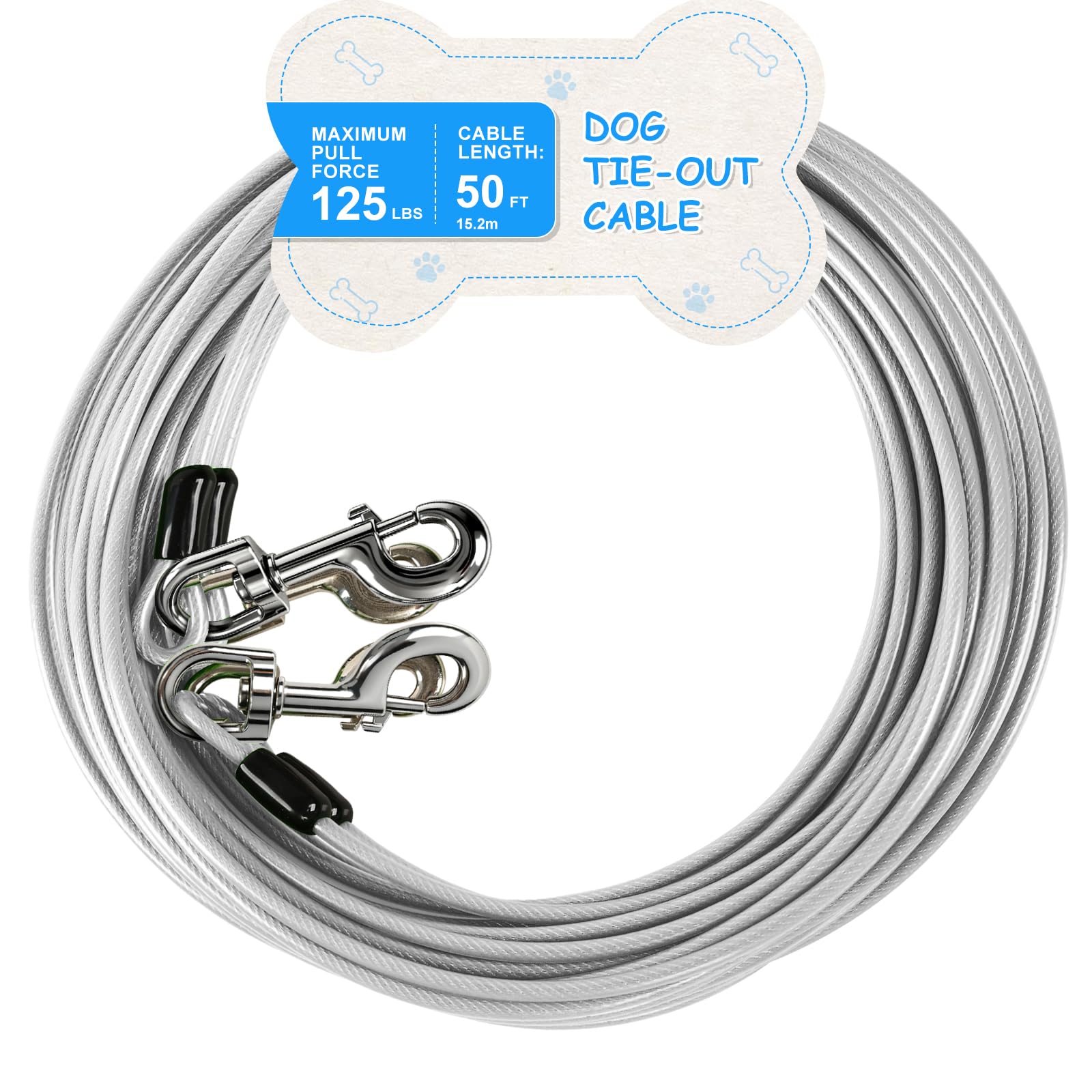 MooonGem cable-tiro con gancho giratorio de 15 pies para libertad segura al exterior.