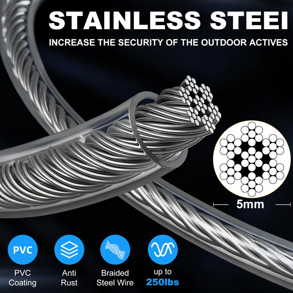 MooonGem cable-tiro con gancho giratorio de 25 pies, alcance ideal para patios.