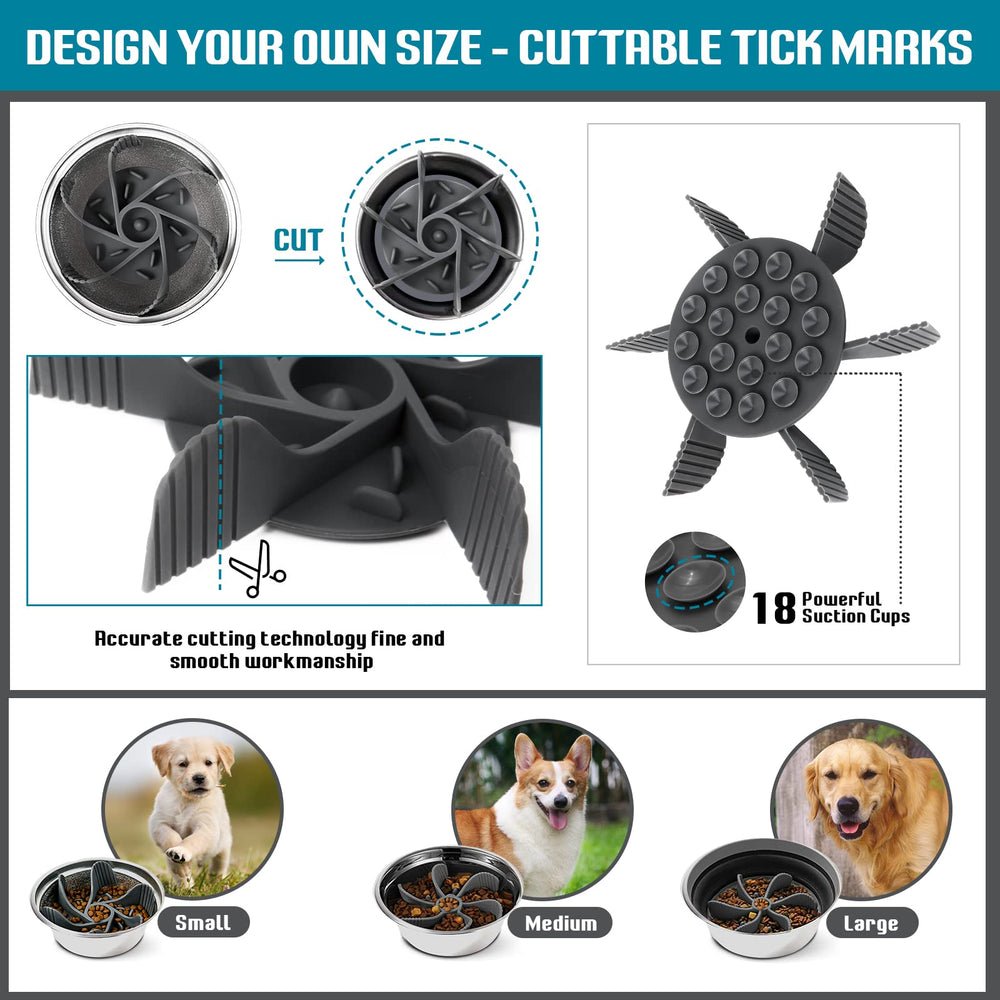 MooonGem silicone slow feeder insert highlights BPA-free material for safe, pet-friendly meals.