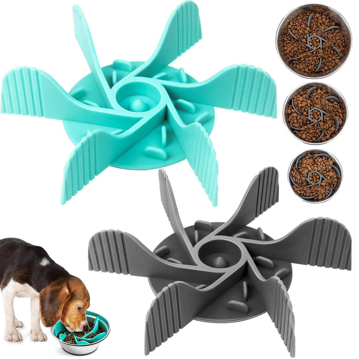 MooonGem slow feeder insert with strong suction cups secures in a bowl for mess-free feeding.