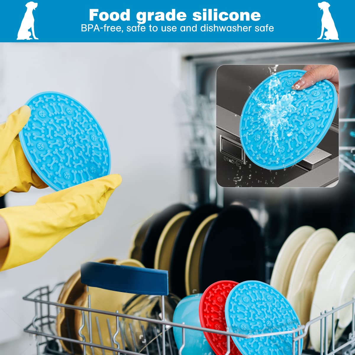 MooonGem dog lick pad dishwasher-safe allows quick cleanup after snacks