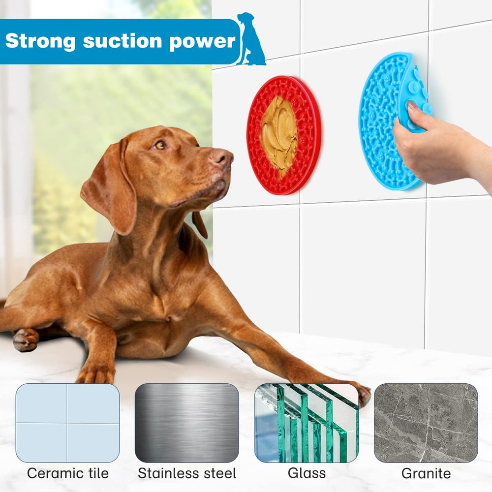 MooonGem dog lick pad suction-cups securely attach to tubs or tiles for bath time