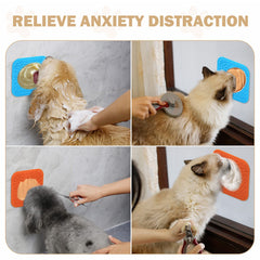 MooonGem lick mat shows peanut butter spread for engaging distraction.