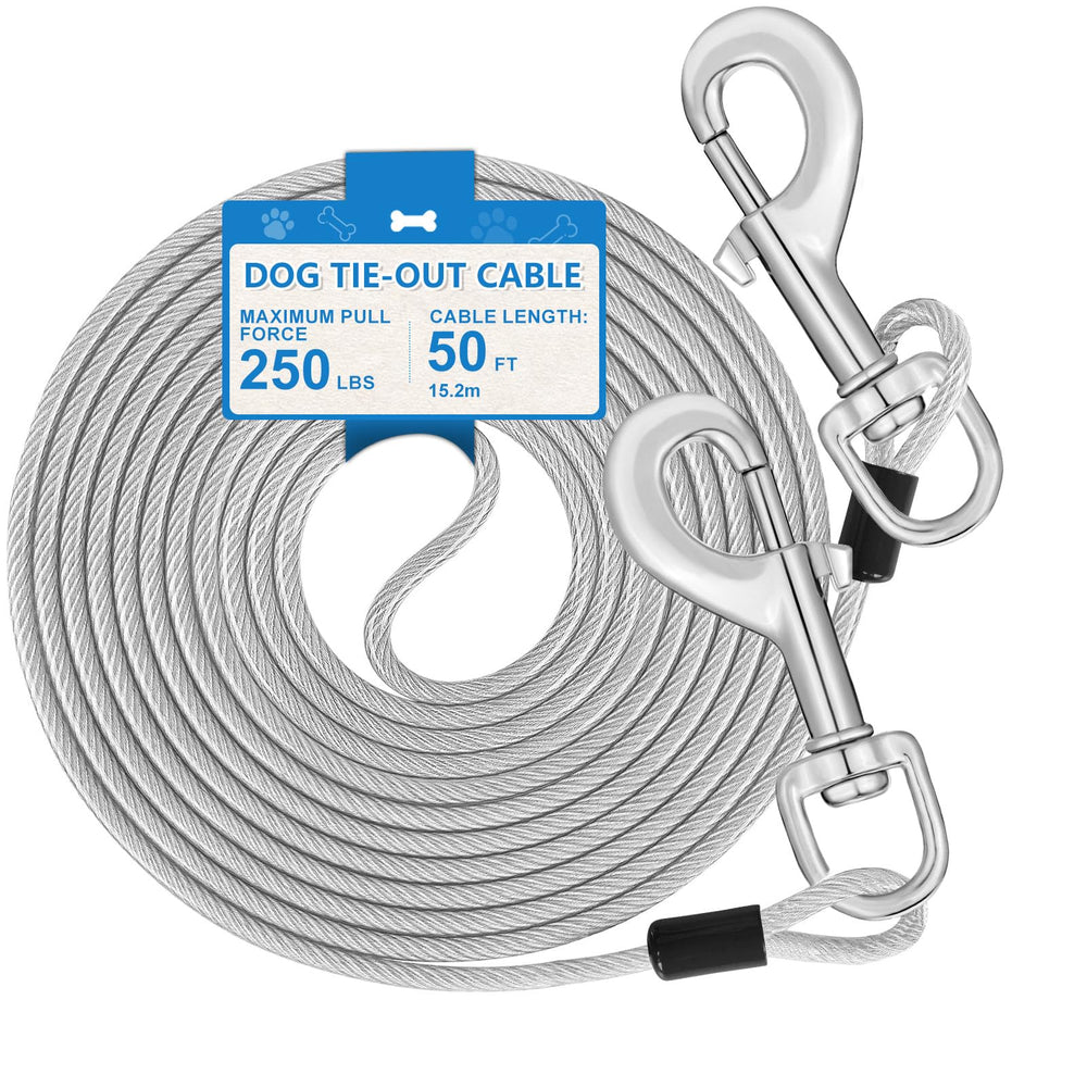 MooonGem 15ft tie-out cable with swivel prevents tangles during outdoor play.