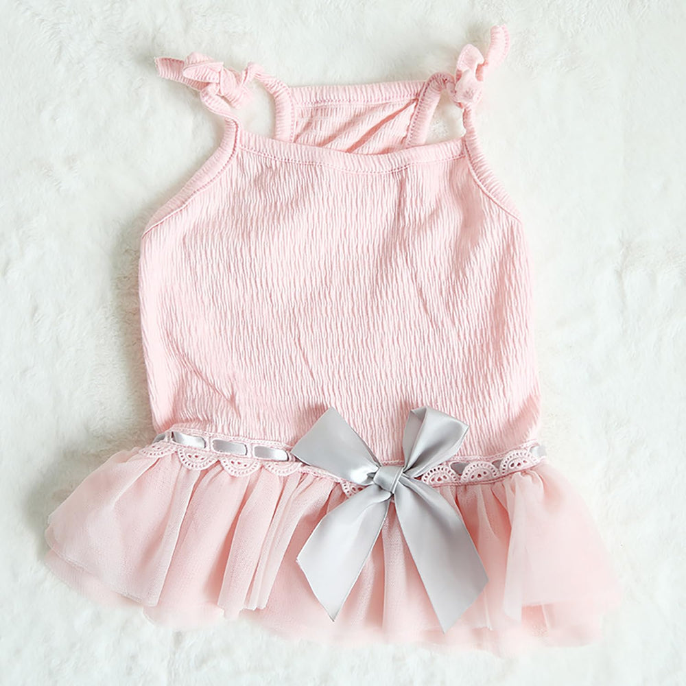 Moorfowl French Bulldog Princess Pink Tutu Dress chest girth shows measurements for easy sizing