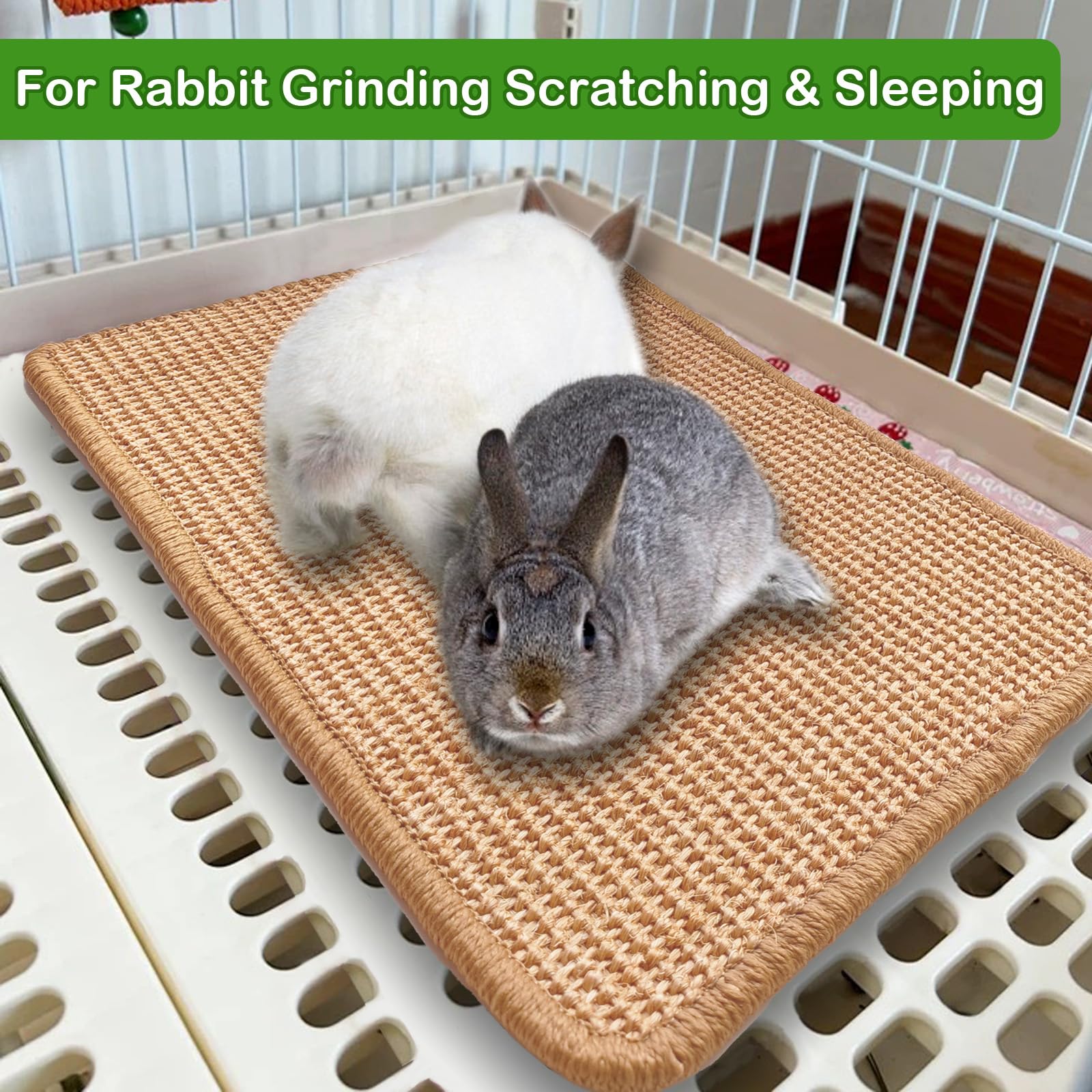 Mooydee rabbit scratching pad closeup fibers emphasizes durable twisted sisal texture