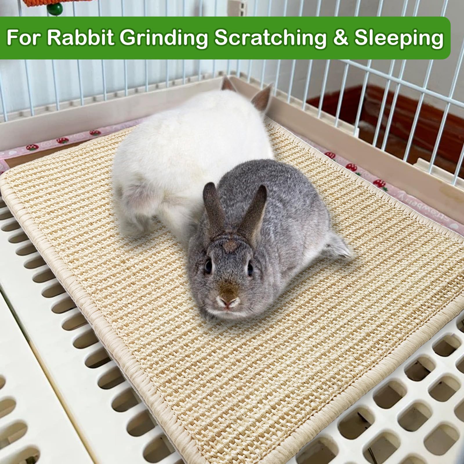 Mooydee rabbit scratching pad easy-clean surface, wipe or vacuum to keep bedding tidy.