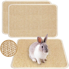 Mooydee rabbit scratching pad natural sisal closeup showing durable fibers for claws and teeth.