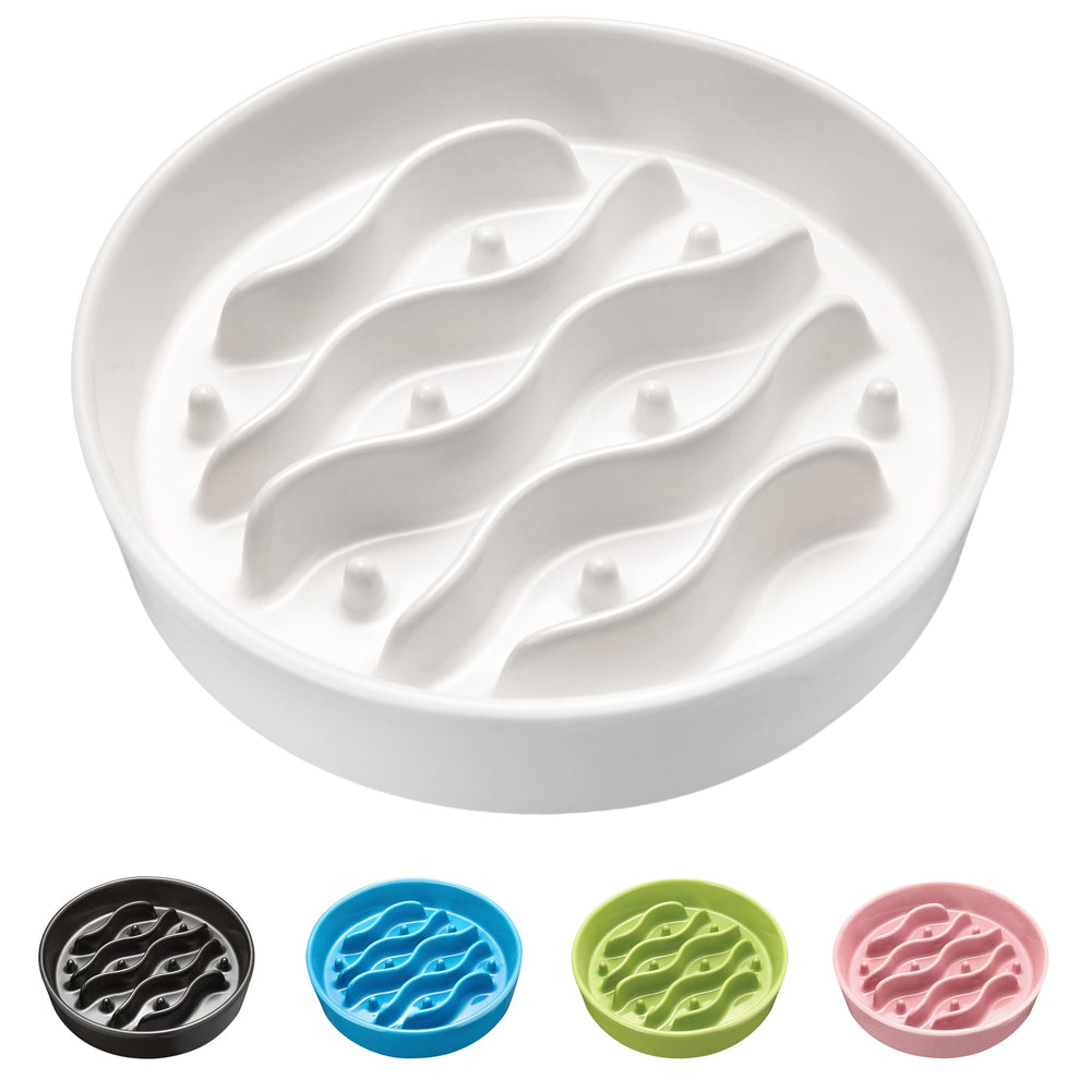 MOPANG ceramic slow feeder bowl closeup highlights safe ceramic material for gentle eating
