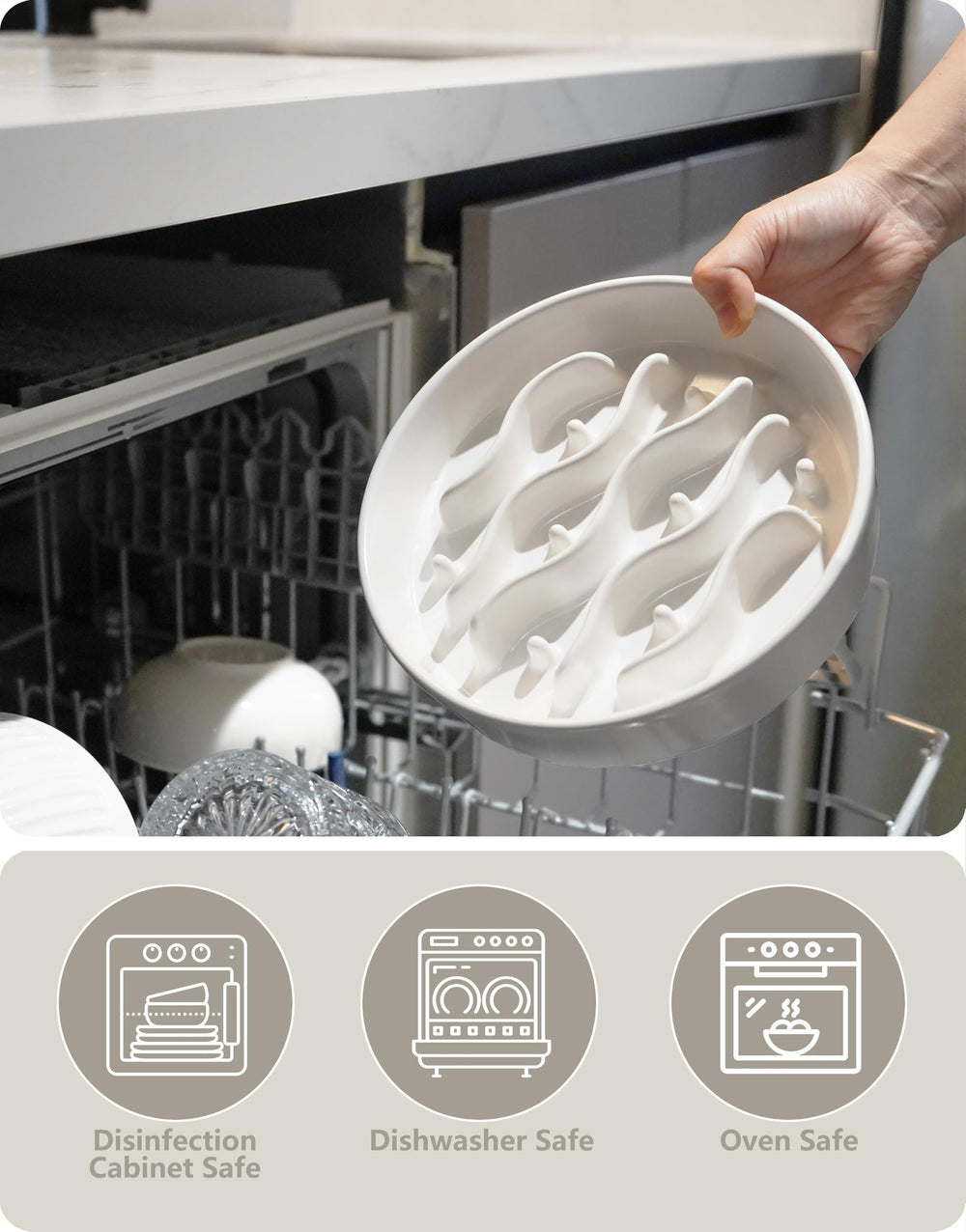 MOPANG ceramic slow feeder bowl easy-clean surface simplifies after-meal washing