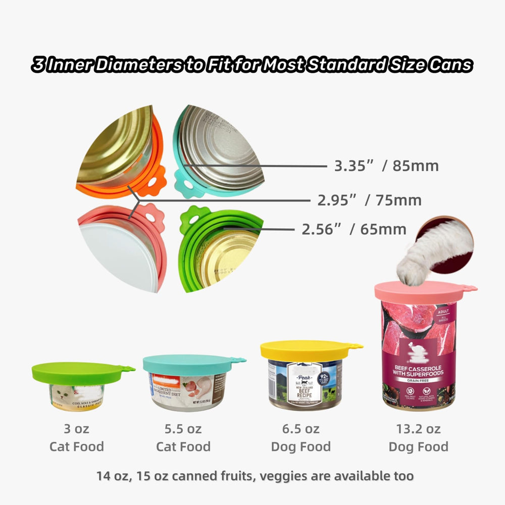 MoPawKT multipurpose can covers fit soups, tuna, fruits for pets.