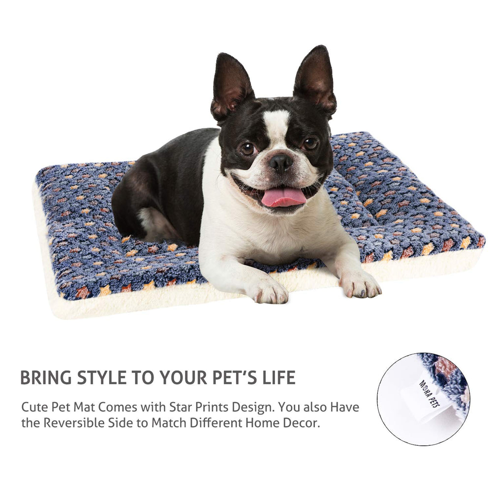 Mora Pets dog bed crate pad folded-storage demo for easy keeping.