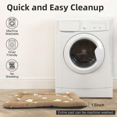 Mora Pets machine-washable bed simplifies cleanup after adventures.