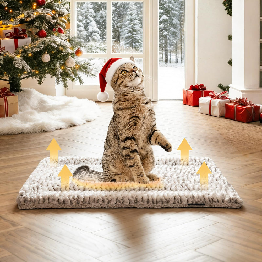 Mora Pets self-heating cat pad bed combination enabling soft, secure naps on furniture.