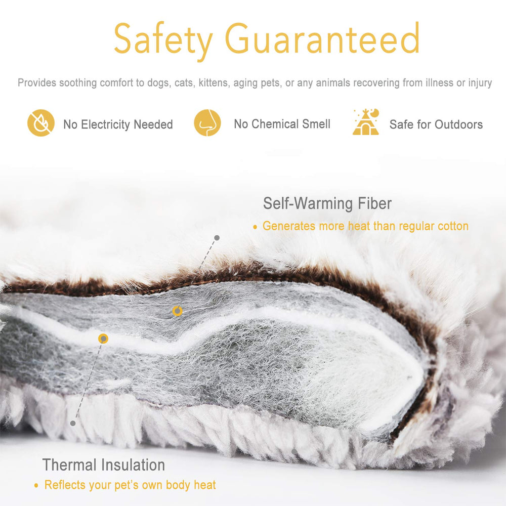 Mora Pets self-warming bed closeup highlights soft plush texture
