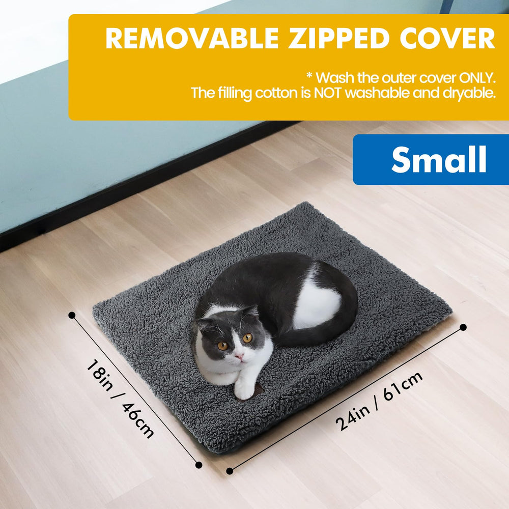 Mora Pets bed with non-slip bottom keeping it in place on wood floor.