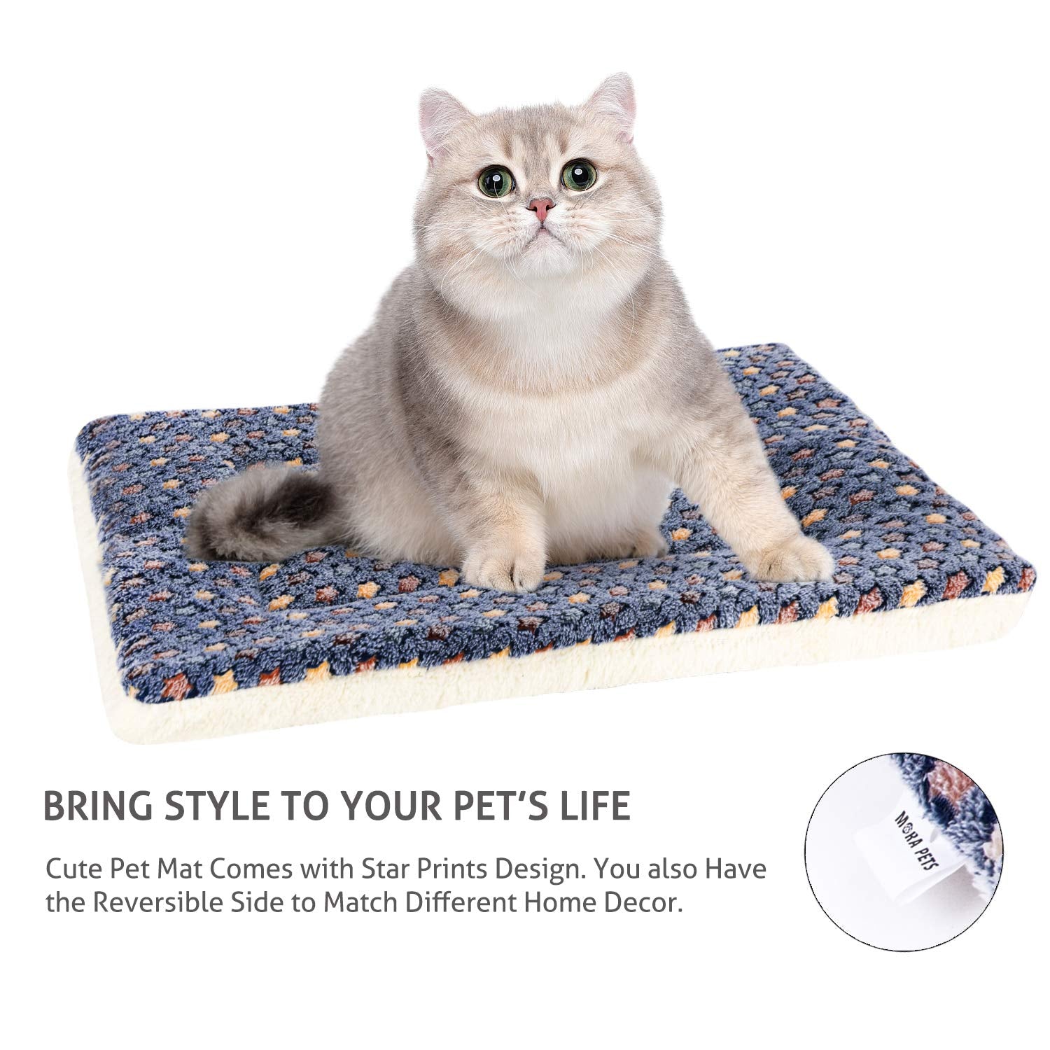 Mora Pets soft flannel top and cotton bottom deliver plush support for cats and puppies